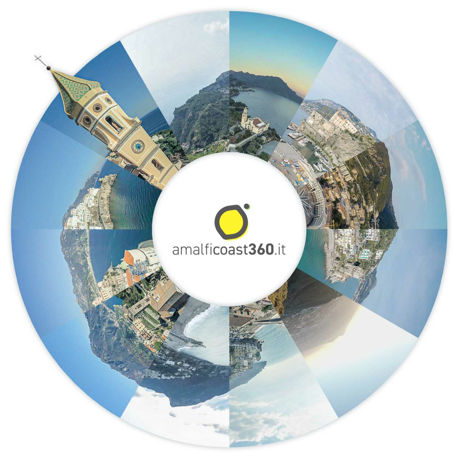Amalfi Coast 360 – Little planet aerial spherical graphic cover